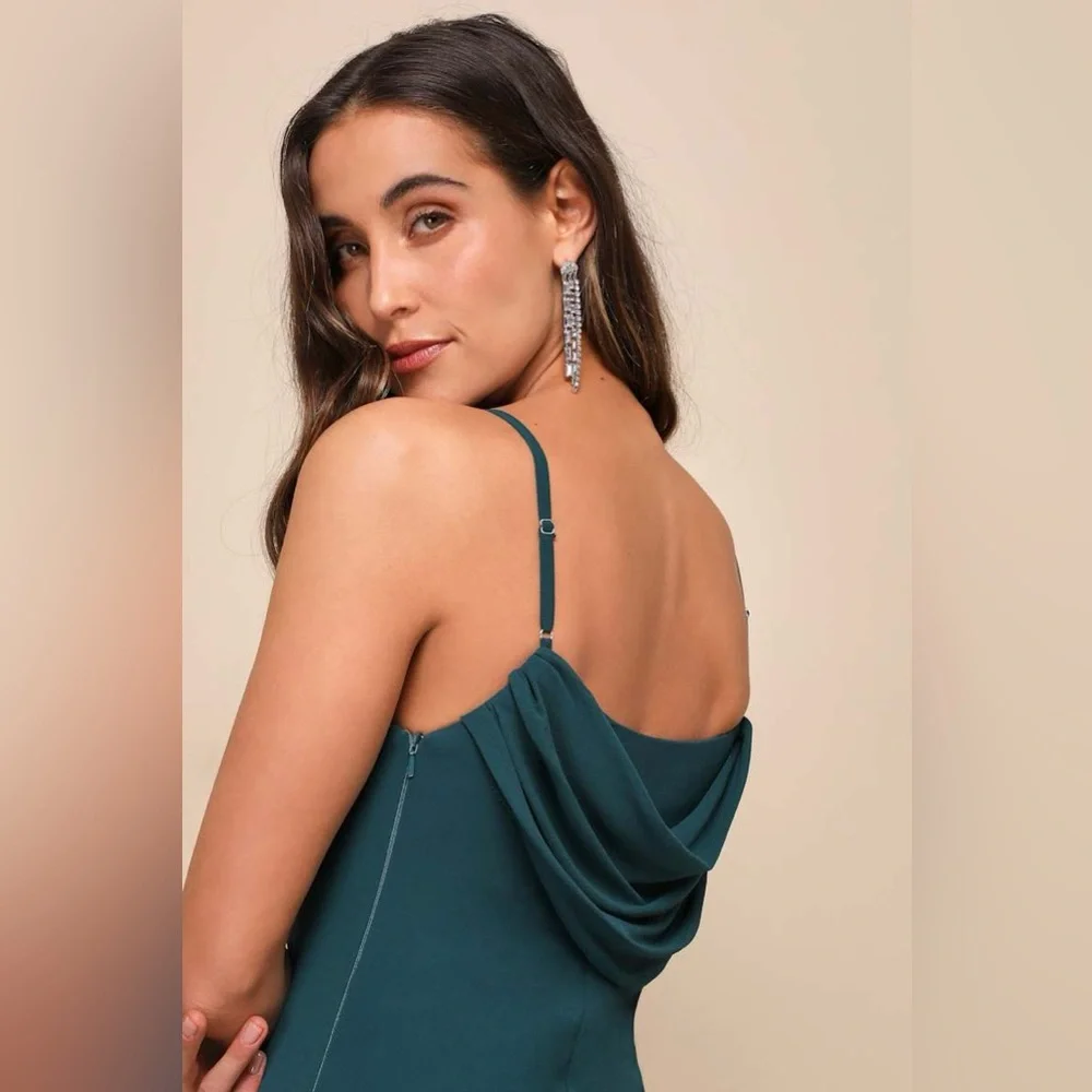 Lulus‎ Captivated Emerald Green Cowl Neck Maxi Dress